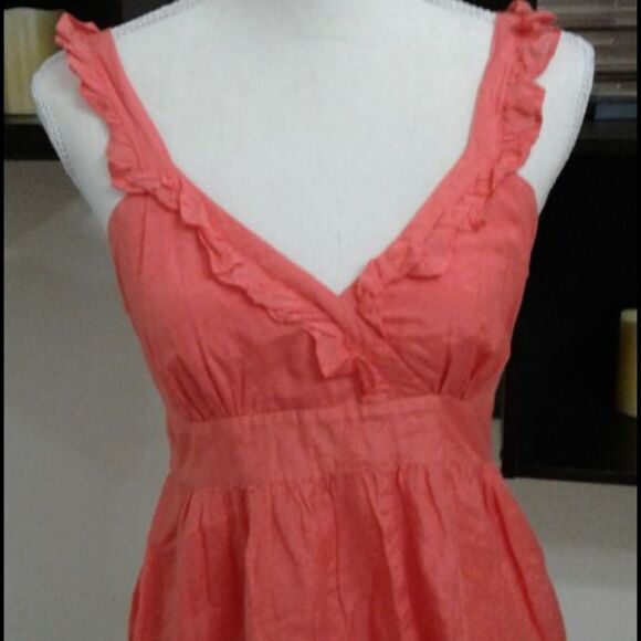 Kensie Colorblock Orange Ruffly Flowy Summery Beach Casual Mini Sundress - Picture 2 of 7